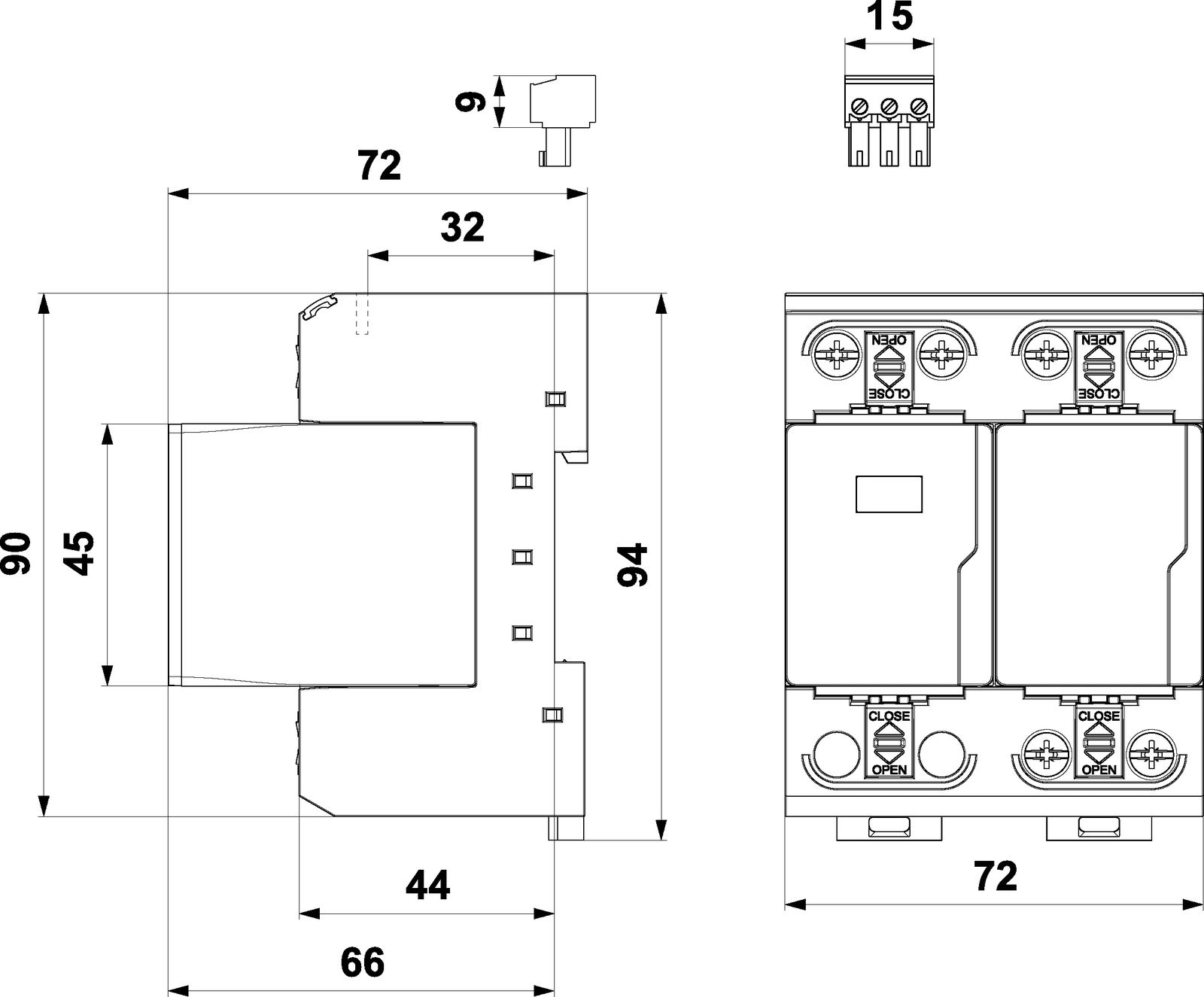 Abmessungen FLP-25-T1-VS/1+1